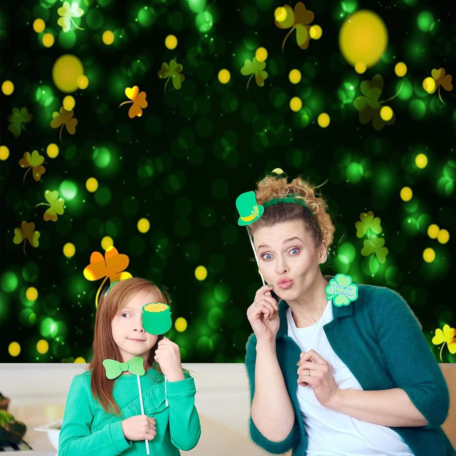 10x8ft St Patricks Day Backdrop for Photography Glitter Lucky Shamrock Photo Backdrops Background for Kids Adults Baby Shower Happy St Patrick's Day Decorations Photos Booth Props
