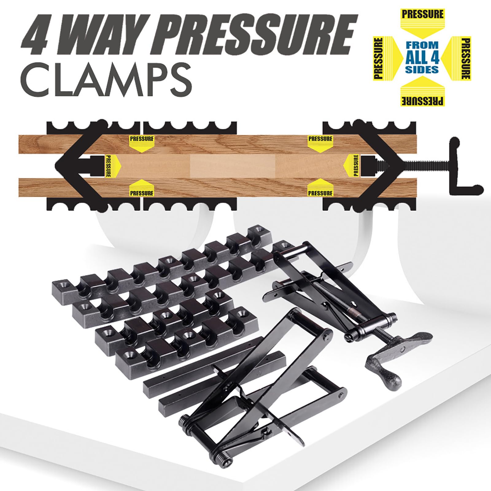 Woodworking Supply - Pinzas de presión de 4 vías para sujetar la presión de la placa en cuatro direcciones para carpintería, muebles, accesorios de carpintería