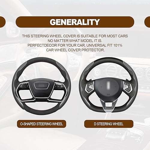 Miniatura 9 de Accesorios para el interior del coche Cubierta del volante de mariposa Cubierta del volante de fibra de carbono antideslizante (negro)