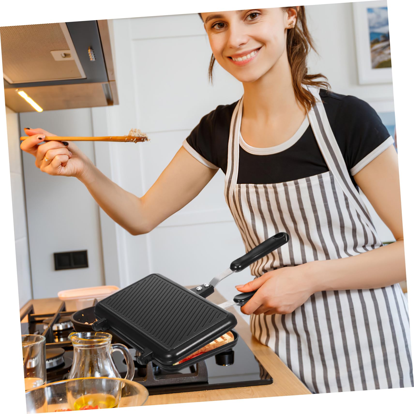 Cabilock Sartén Doble Cara Antiadherente Para Sándwiches y Huevos, Utensilio Para Cocina De Gas Diseño Estable y Fácil Limpieza, Adecuado Para Cafeterías y Food Trucks