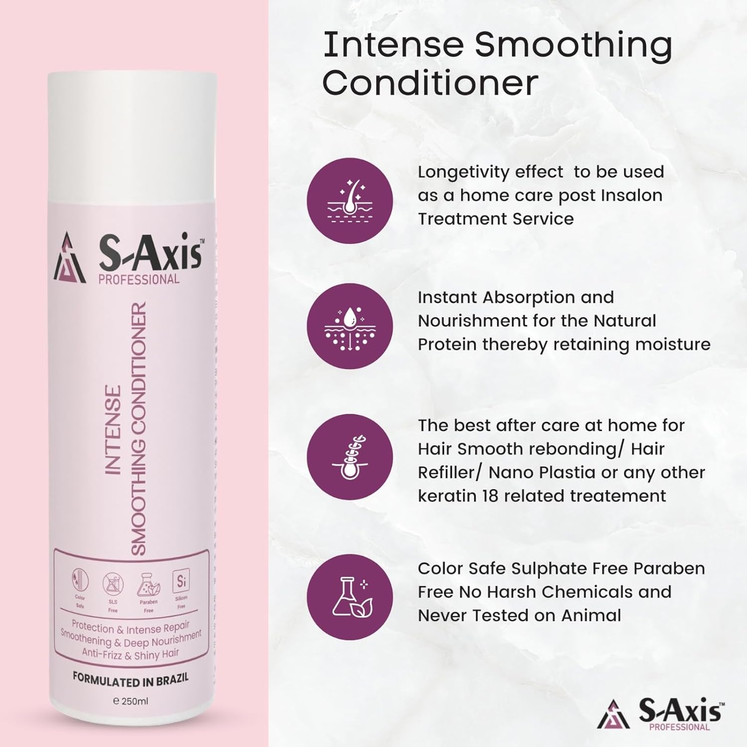 Intense Smoothing Conditioner for Smoothing, Repair, Nourishment, Hydration, Frizz free & Shiny Hair for Women And Men, Sulphate Free, Paraben Free - 250 ml (Pack of 1) Intense Smoothing Conditioner for Smoothing, Repair, Nourishment, Hydration, Frizz free & Shiny Hair for Women And Men, Sulphate Free, Paraben Free - 250 ml (Pack of 1)