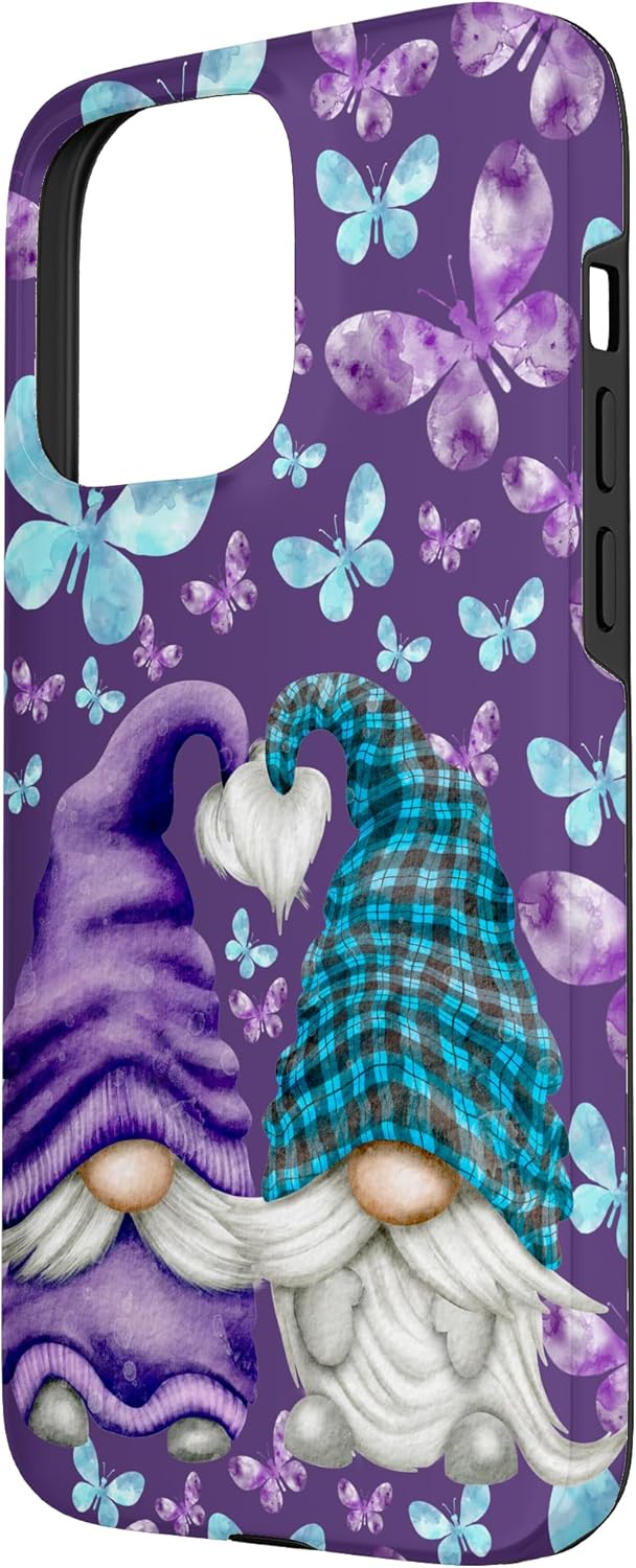 Cute Butterfly Pattern For Women Aesthetic Purple Gnome Case for iPhone 15 Pro Max