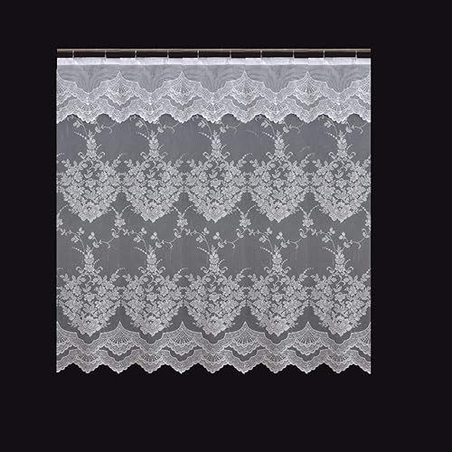 Thanos Romance Lace - Cortina de ducha con cenefa adjunta, 70 x 72 pulgadas de largo (blanco)