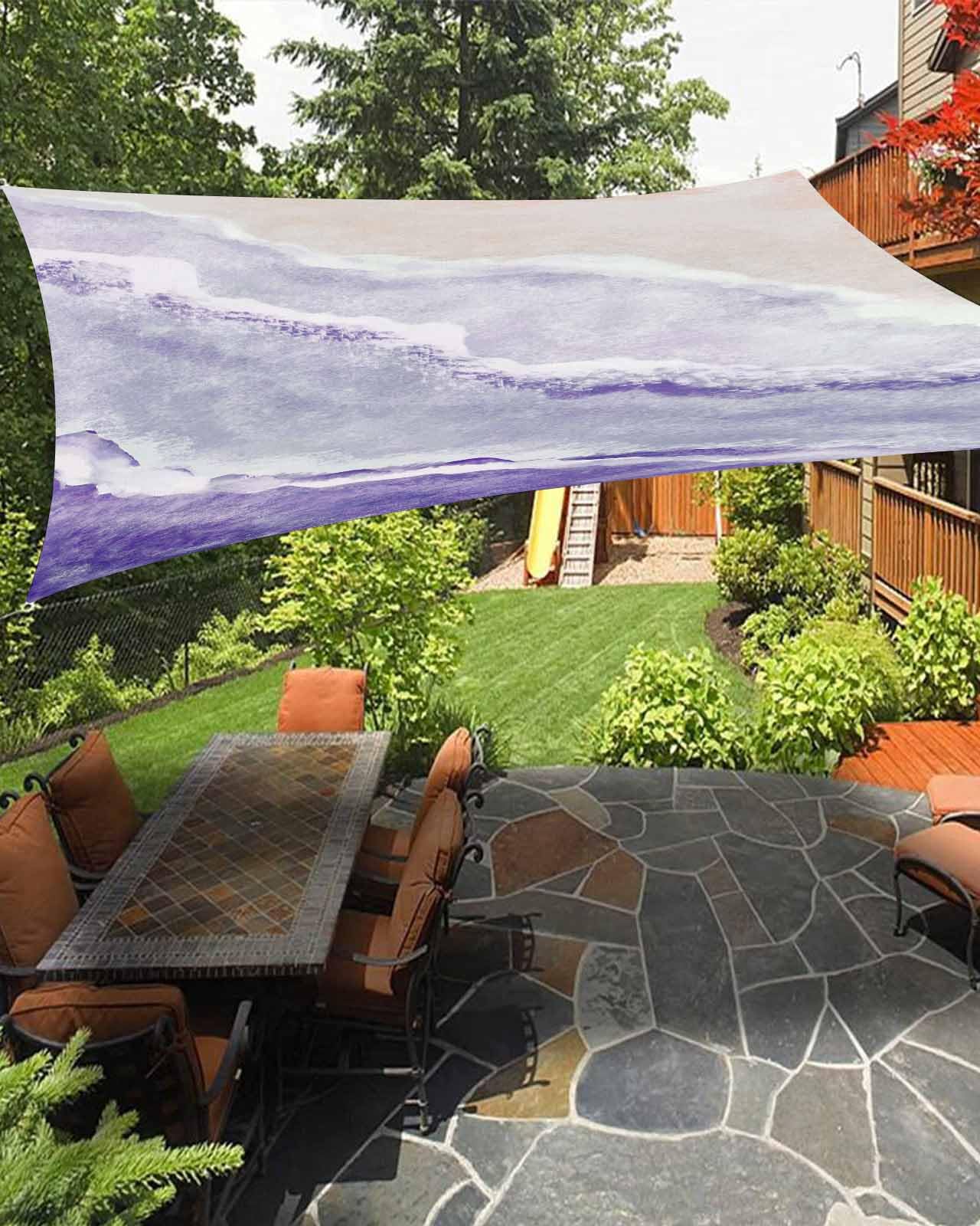Boanket Sun Shade Sail 14' x 18', Purple Summer Beach Large Heavy Duty Outdoor Shades Sun Screen, Coastal Nautical Ocean Seaside Shade Cloth for Patio Deck Terrace Garden Lawns Beach Backyard
