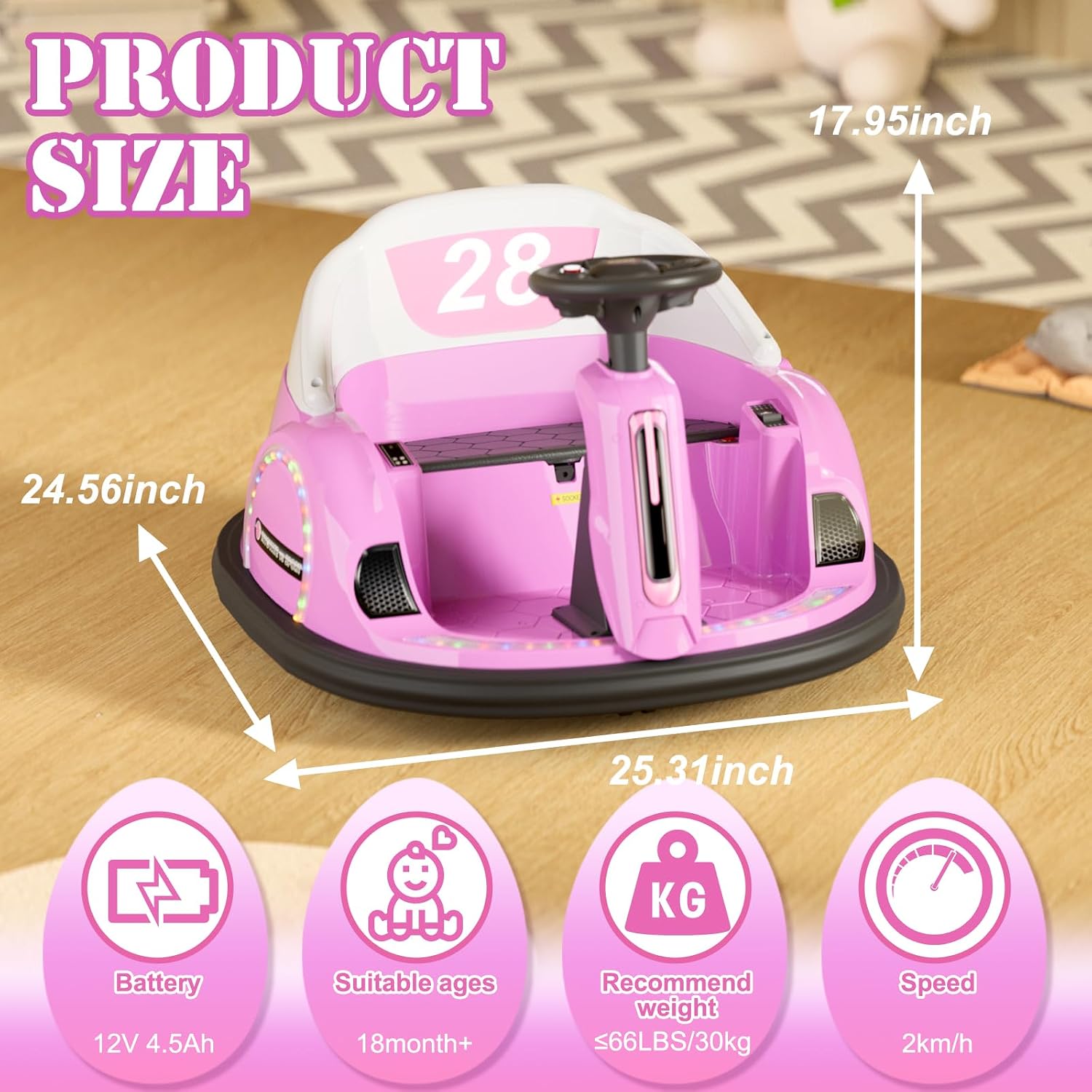 XJD 12V Baby Bumper Car product dimensions and specifications