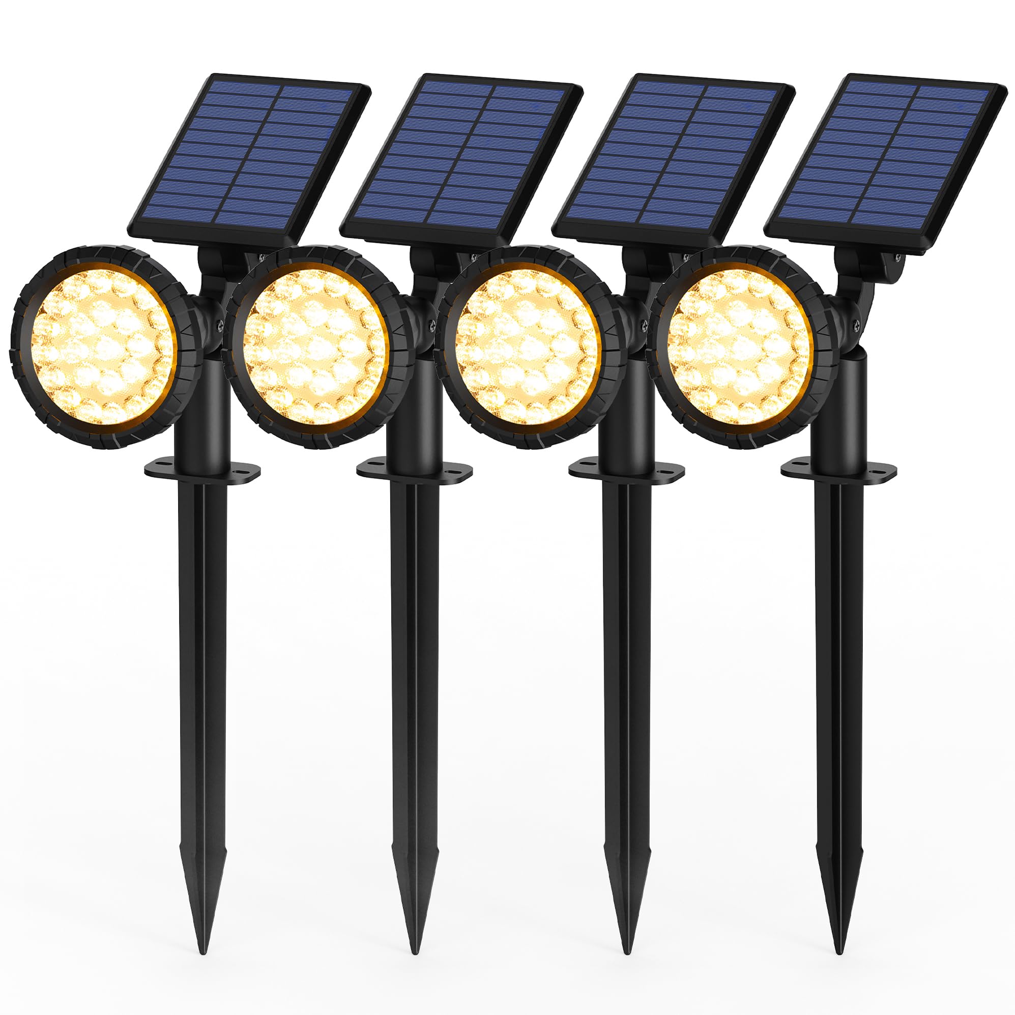 Solpex Solarlampen für Außen, 4 Stück 25 LEDs Solarleuchten für Außen, IP65 Wasserdicht Warmweiß Solar Gartenleuchten für Außen, 3 Helligkeit Solar Strahler Aussen für Garten, Weg, Terrasse