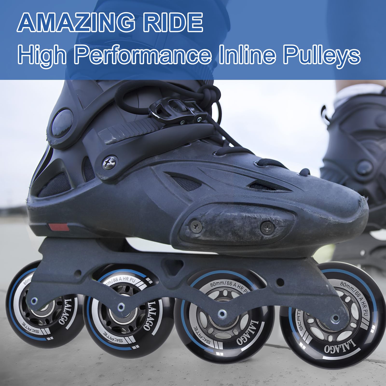 LALAGO Ruedas Patin en Linea 80mm, 8 Piezas Ruedas Patin en Linea 88A HRPU, Rueda Patin en Linea con Rodamiento ABEC9, Rueda Patin Interior/Exterior para K2 Hudora Gonex Apollo Patin en Linea