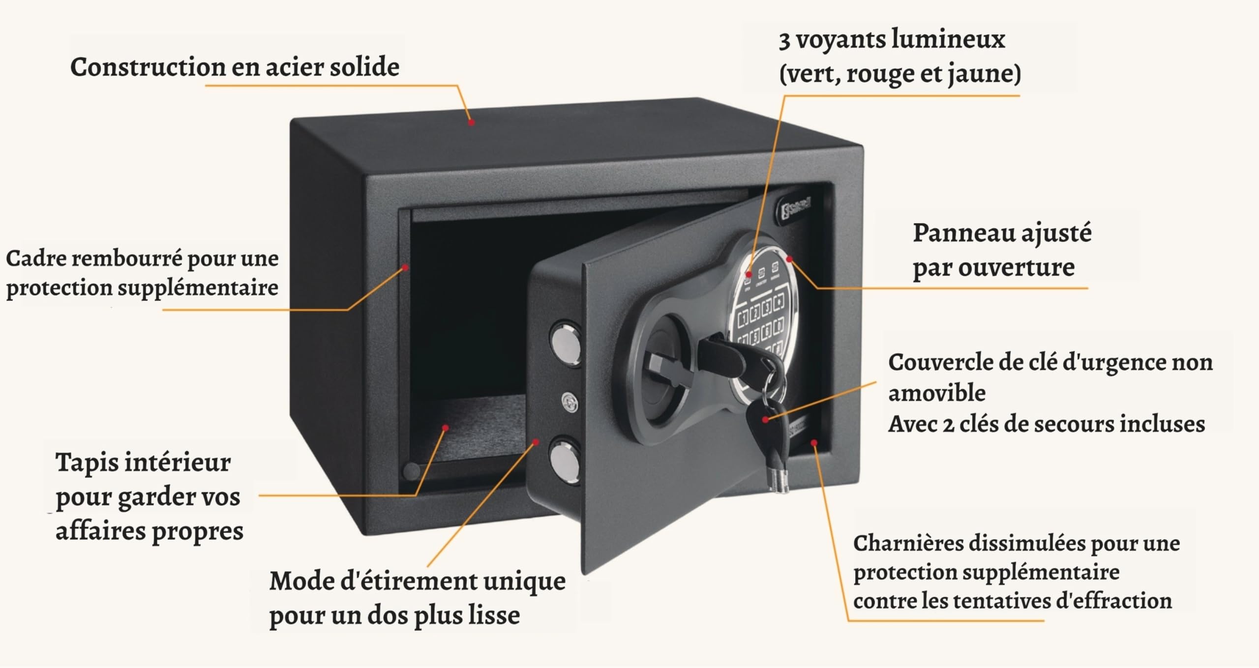 KARAT Cassaforte in acciaio legato da parete o da terra - Serratura a combinazione elettronica - con chiavistelli di bloccaggio, 2 chiavi di emergenza, display LED (Ekati 30 x 38 x 30 cm, antracite