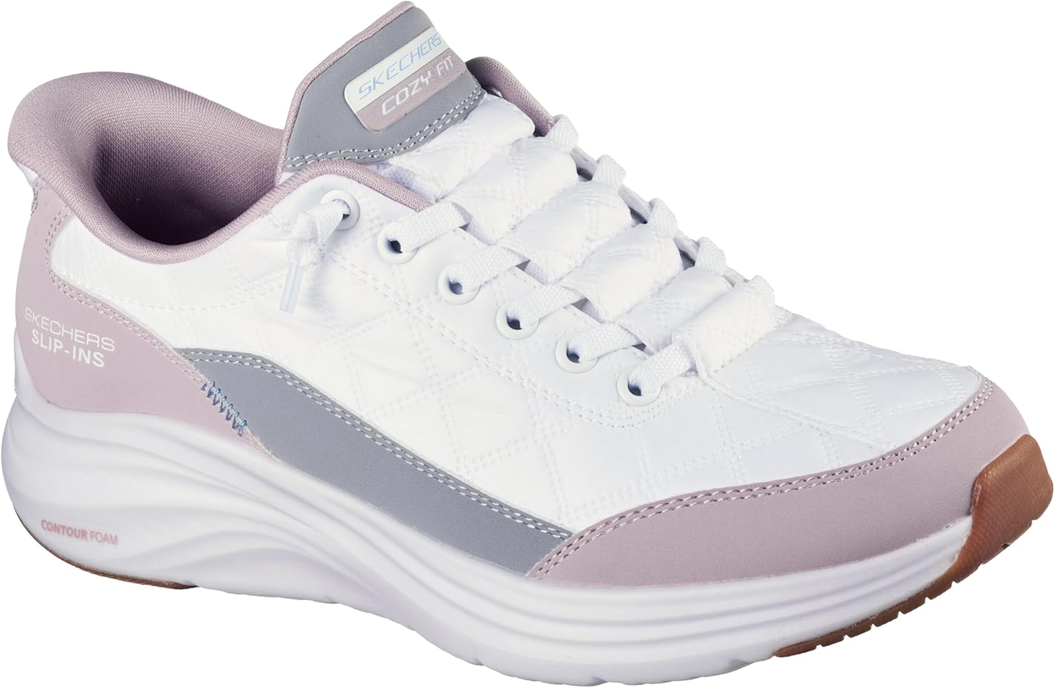 Skechers Women's Contour Foam Hands Free Slip-Ins, White/Lavender, 9.5W - Image 7