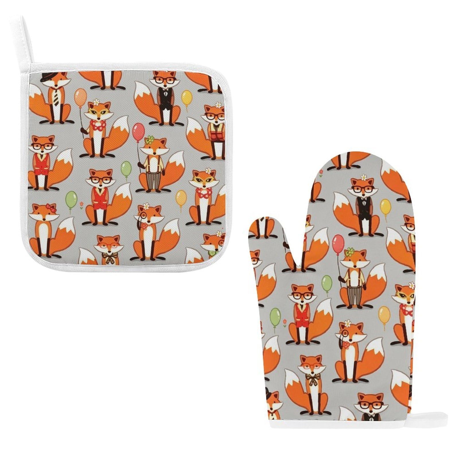 Fodpand Style Fox Oven Mitts And Pot Holders Sets
