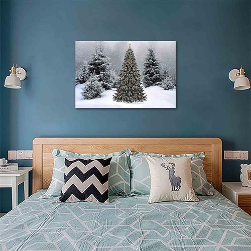 Miniatura 2 de NTEUMM Lienzo decorativo para pared de invierno, diseño de árbol de Navidad, copo de nieve, decoración moderna para el hogar, dormitorio, oficina