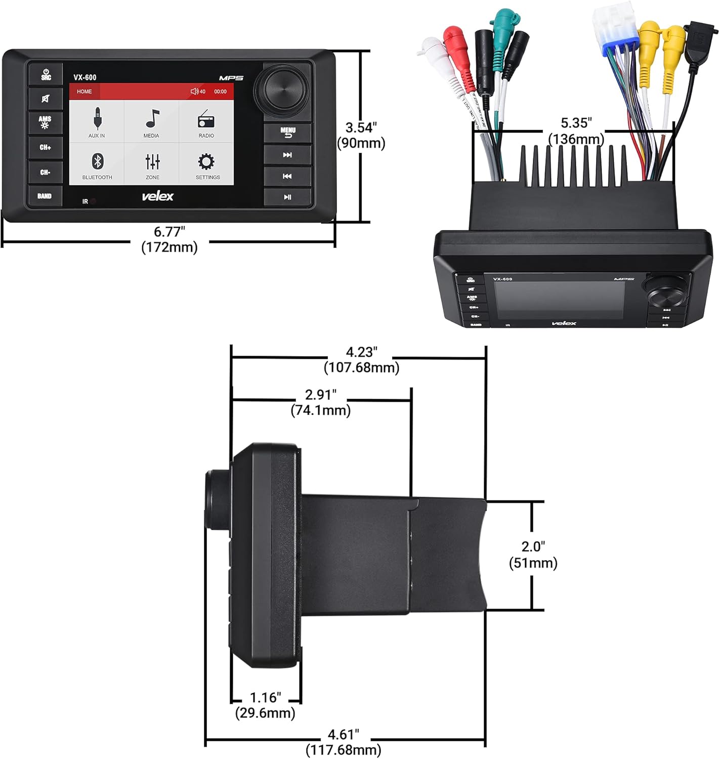 Black Friday Sale 2022 Marine Bluetooth Stereo Audio/Video Receiver AM FM Radio MECH Less for Yacht, Power Sport Marine Audio Video Media Player