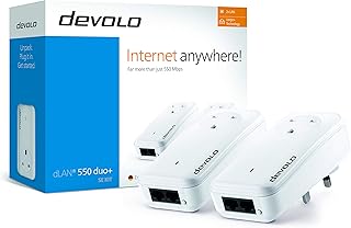 Devolo Dlan 550 Duo+ Se Powerline Kit (500 Mbps, 2x Homeplug Plc Adapters, 2x Lan Ports, Pass-Through, Ethernet Access Over Powerline, Internet Extension) Exclusive To Amazon