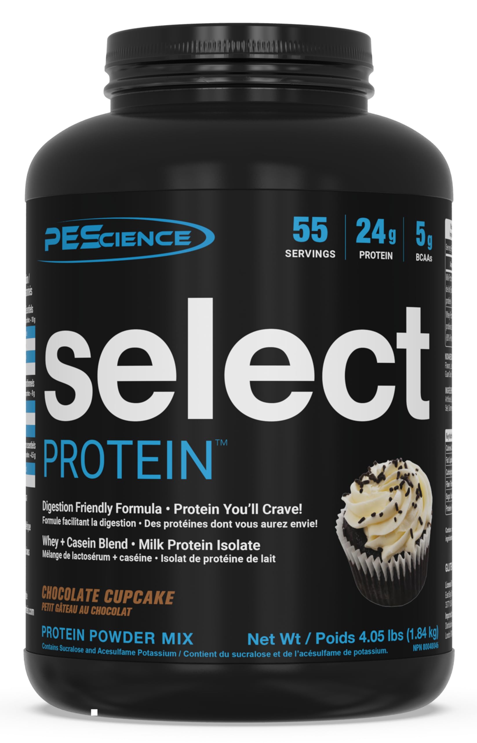 PEScience Select Protein Powder, Whey and Casein Blend, Clean Protein Powder for Women and Men, Low Calorie, Low Carb, Keto Friendly, Gluten Free - Frosted Chocolate Cupcake - 55 Servings