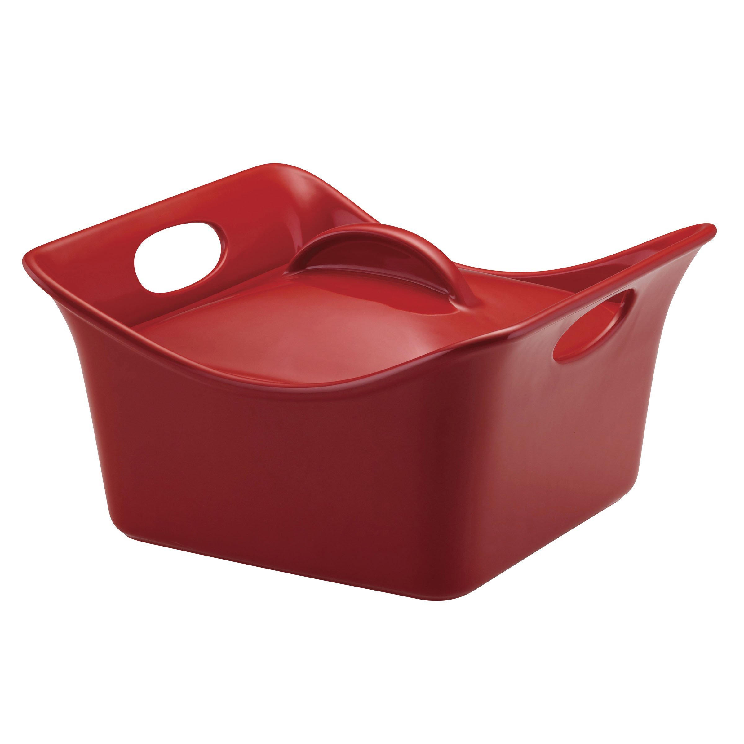 Rachael Ray Stoneware 3.5-Quart Cassersquare Covered Square Casserole, Red