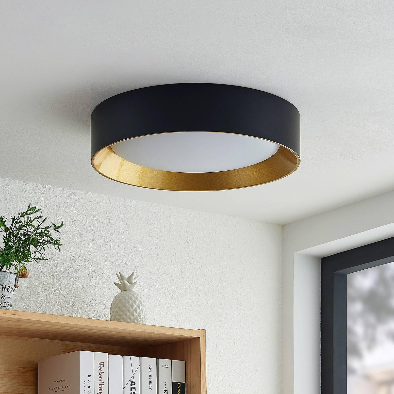 Lindby LED Deckenleuchte Kambia (Modern) in Schwarz aus Aluminium (1 flammig,) - Lampe Deckenlampe Wohnzimmerleuchte