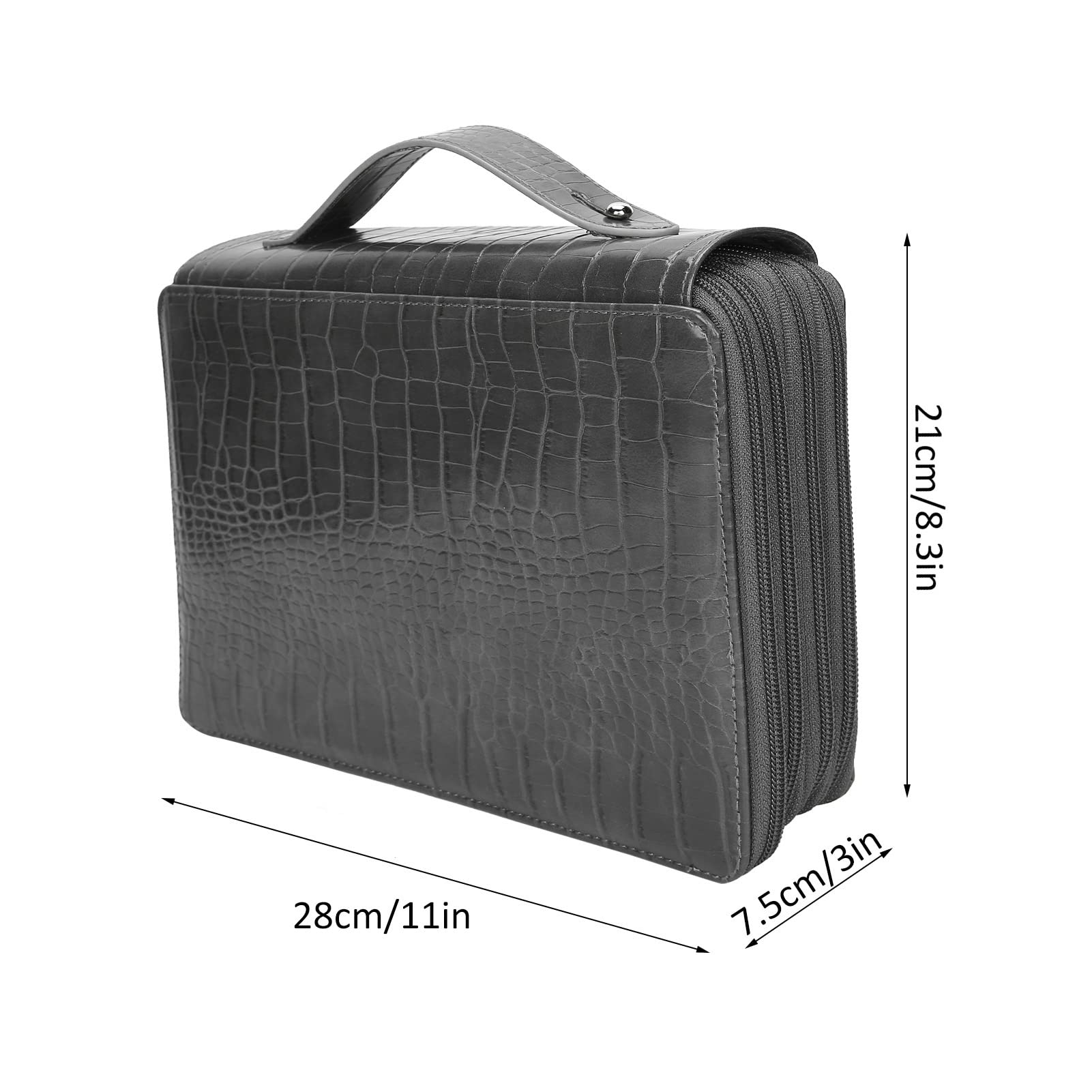 Étui à stylos de grande capacité, 200 emplacements, porte-crayons, fermeture éclair à 4 couches, poche de rangement classée (Gray)