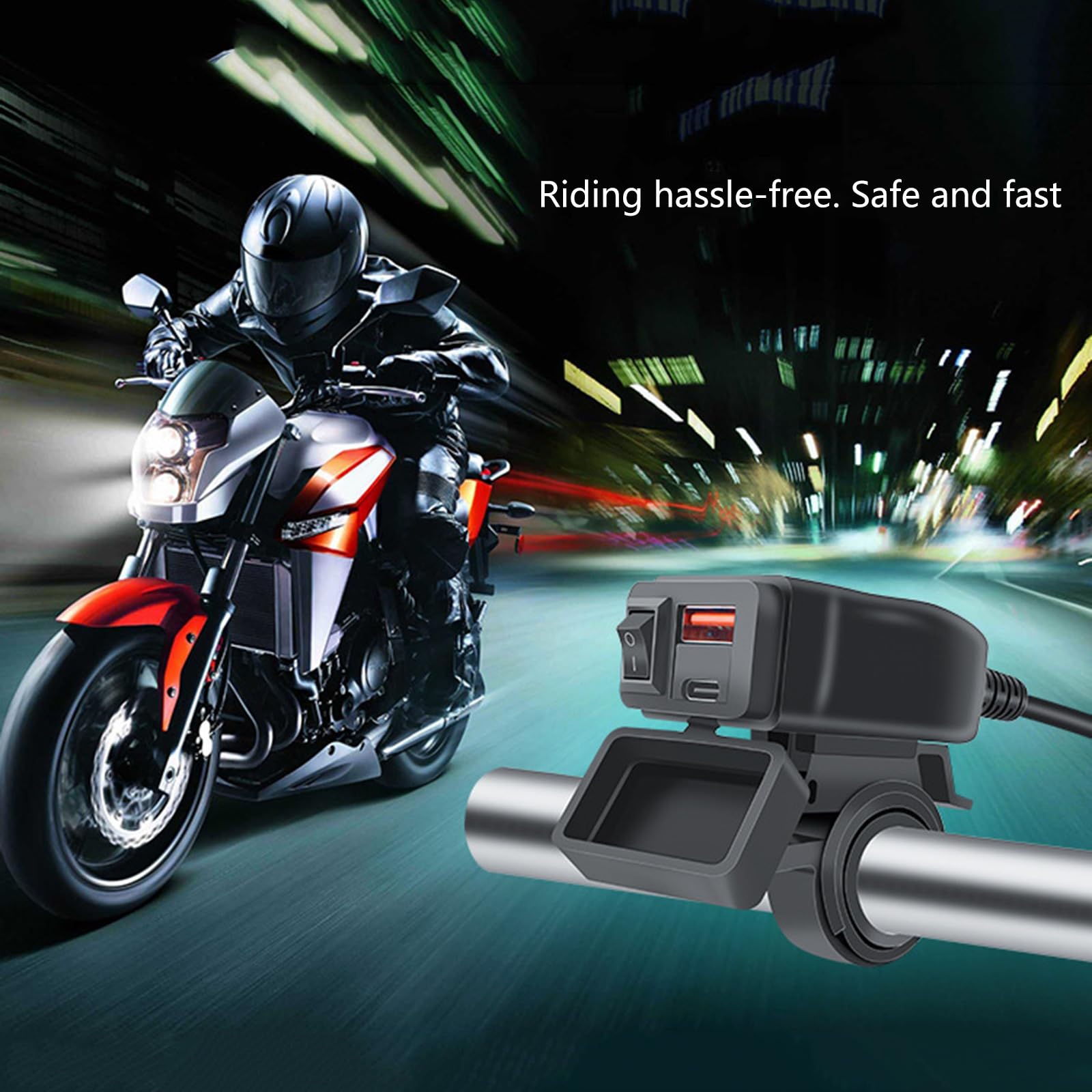 Motorcycle USB Charges 6.8A Double Ports USB Charges Quick Charges Voltmeter & Designs for Phone
