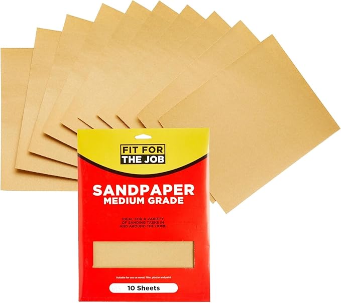 Fit For The Job 10 Sheets Medium Grade Sandpaper for Sanding Wood ...