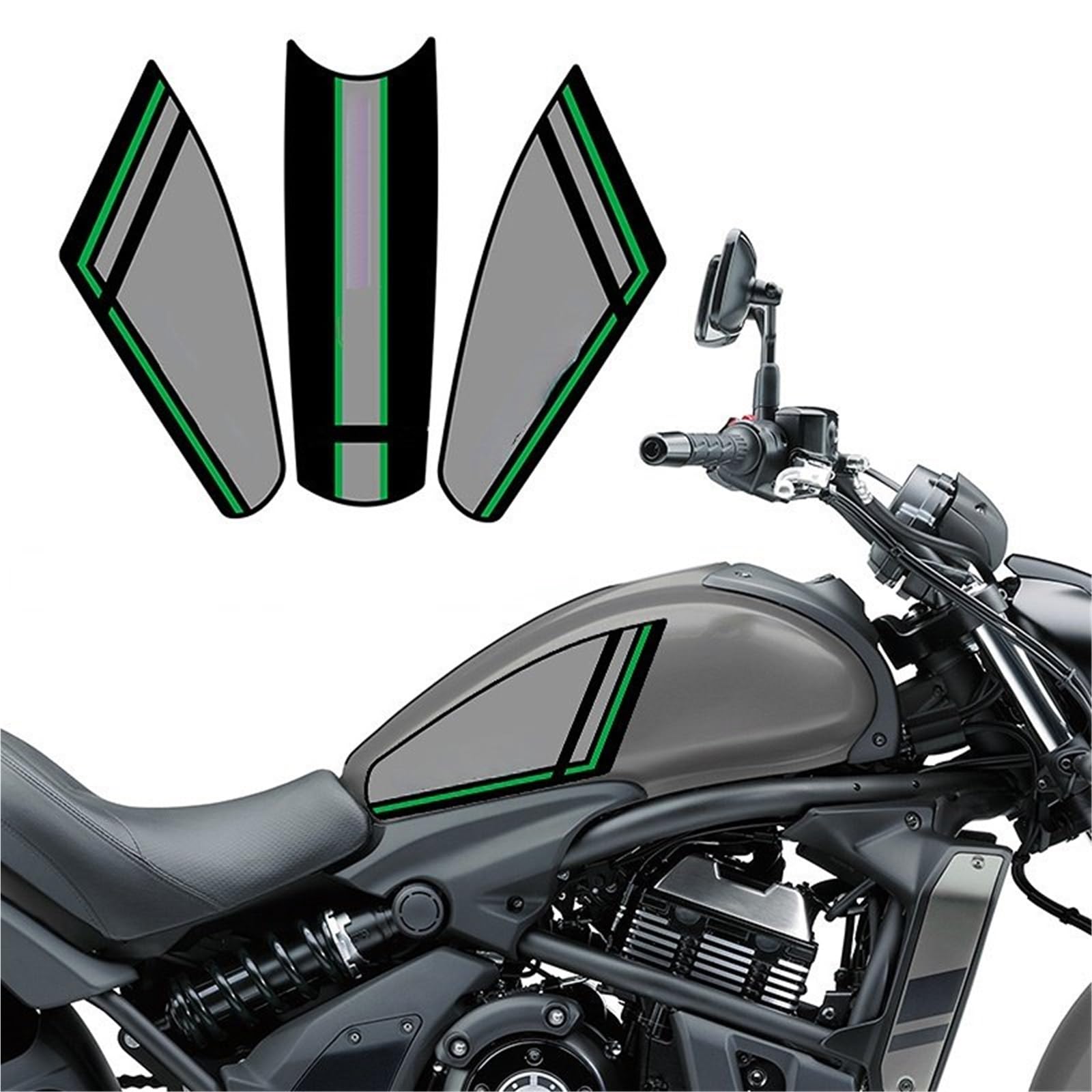 Decal Protection Motorcycle Body Fairing Sticker Tank Pads Gas Knee Grip Traction Protector for Kawasaki for Vulcans 650(Black 3)