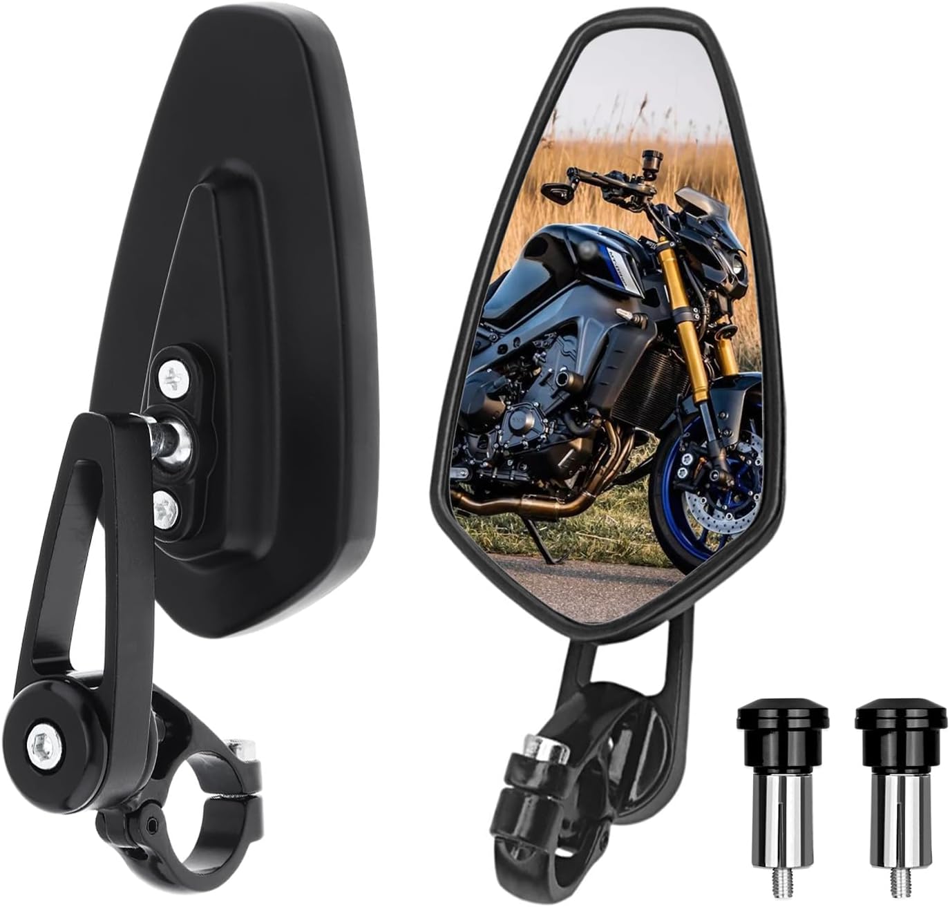 Bar Mirrors For Motorcycles,3 Inch Universal Mirrors, Folding Round Side Rear View Mirror Compatible With Honda Gom, Scooter, Suzuki, Yamaha, Kawasaki, Victory And More (Diamond)