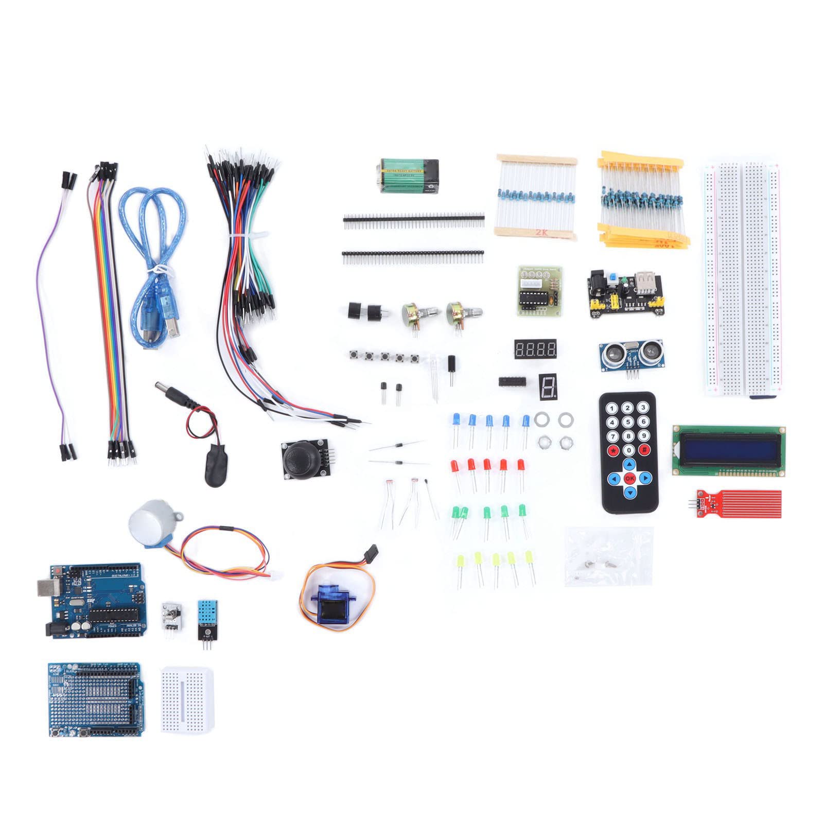 FTVOGUE Impostato dei Componenti Elettronici con Modulo di Alimentazione LCD per Principianti, Parti di Circuiti Fai - -te per Progetti di Programmazione, con Intestazioni di Perno e Scatola di