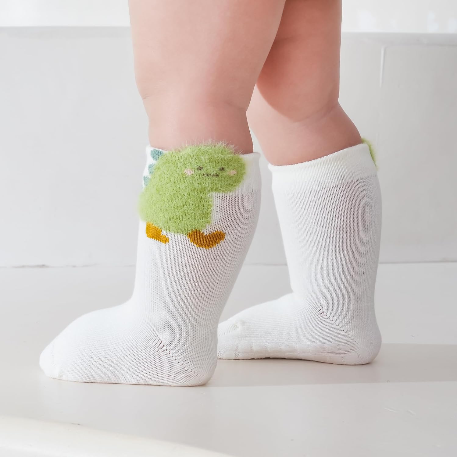 Baby Non Slip Grip Crew Socks Cute with Non Skid Soles for Infants Toddlers Boys Cotton Socks Girls 8 Pairs - Image 3