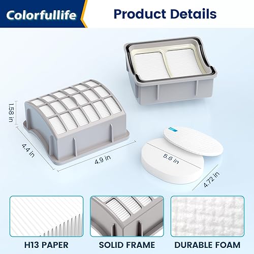 Miniatura 4 de Colorfullife 4 filtros de espuma + 2 HEPA para Shark Navigator Professional NV70, NV80, NVC80C, UV420 Shark Rotator Professional XL Capacidad NV90,