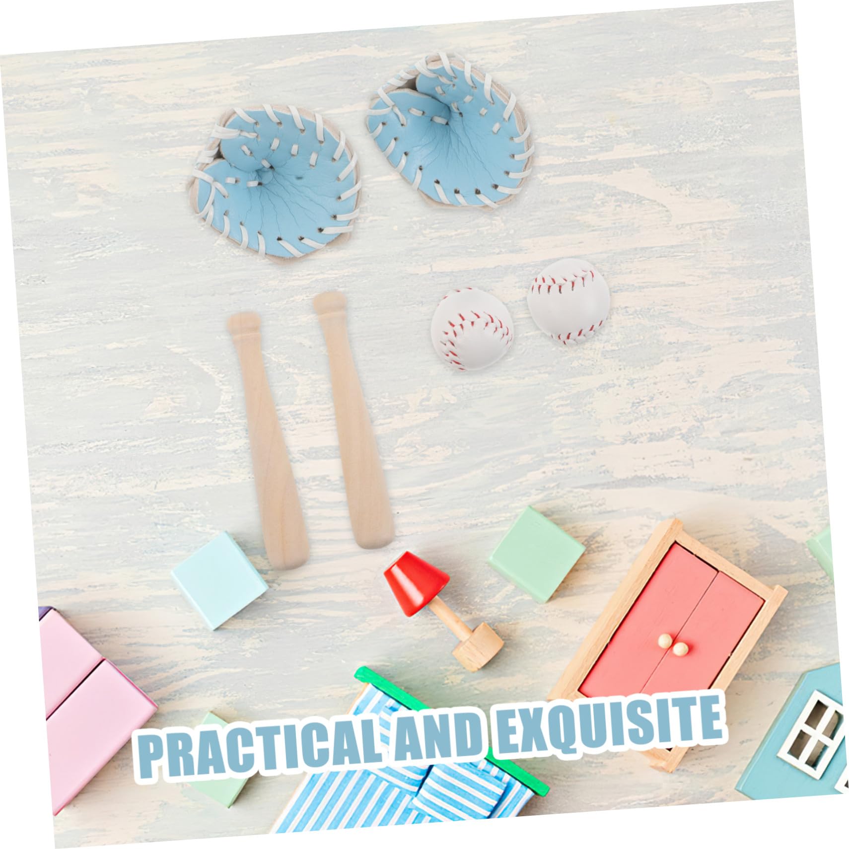 Toddmomy 2 Sätze Miniatur Baseball-Set mit Schläger Handschuh und Ball für Puppenhaus Zubehör Anfänger Lernspielzeug Dekoration für Garten Tortendeko und Bastelprojekte