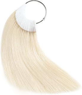 Hair Swatches for Testing Color, Tone Level 10 Lightest Blonde 60, Real Natural Remy Human Hair Sample Chart Rings, 30 Strands per Pack, 8 Inches