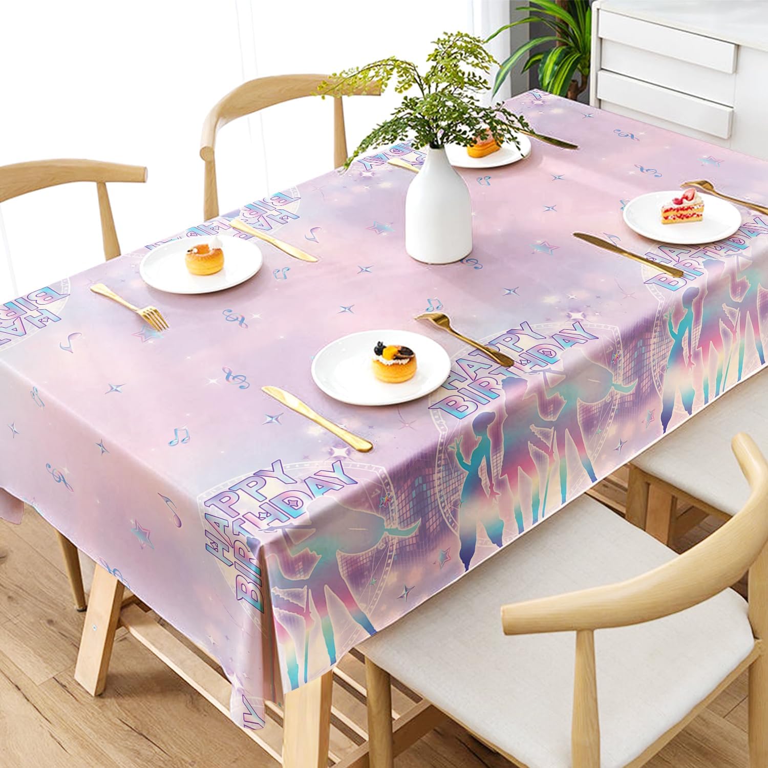 2Pcs Demon Girls Tablecloth Disposable Tablecover Demon Movie Hunters Birthday Party Supplies and Decorations for Kids Baby Shower Rectangle Tables 70inchX42inch (Multicolor16)