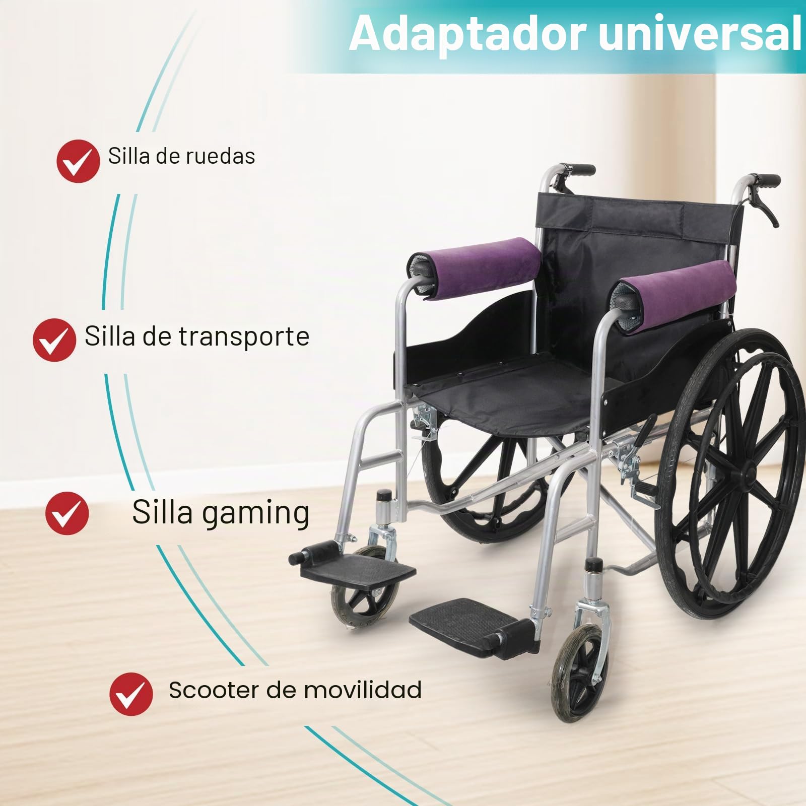 Almohadillas para reposabrazos para sillas de Ruedas, 2 Unidades de reposabrazos, Fundas Acolchadas de Espuma viscoelástica, Purple