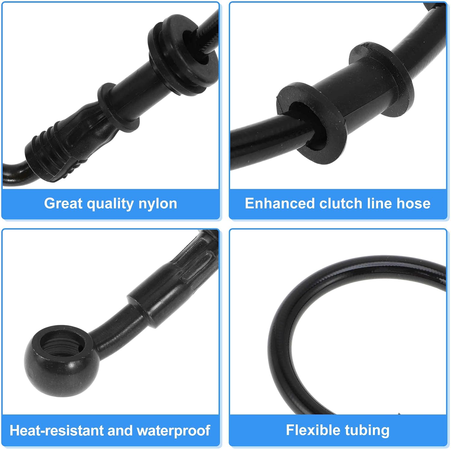 220cm Motorcycle Brake Clutch Oil Hose Line Cable Ties Motorcycle Hydraulic Brake Line for Motorcycles Dirt Bikes ATV Black