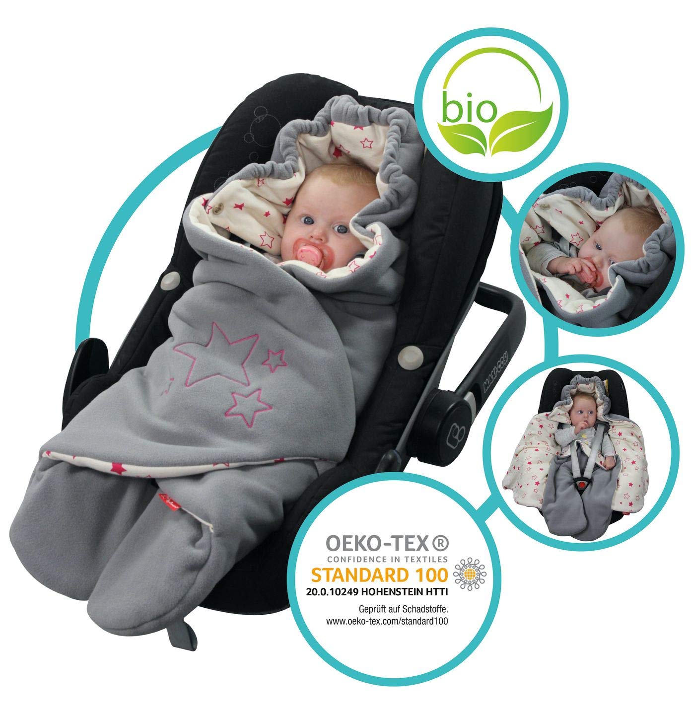 ByBoom Baby Einschlagdecke für die Übergangszeit und Sommer, Oeko-TEX 100, Universal Kuscheldecke für Babyschale, Autositz, Baby Decke für Kinderwagen, Buggy