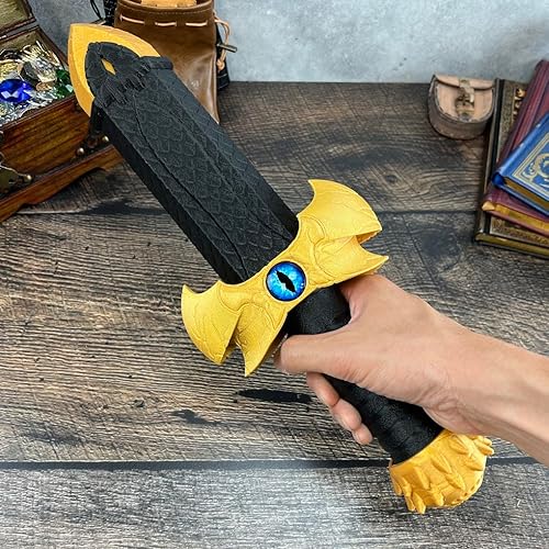 Miniatura 3 de MunnyGrubbers - Soporte y torre de dados de espada de dragón parlante - 7 dados D20 aleatorios incluidos - Haz preguntas de síno, toma de