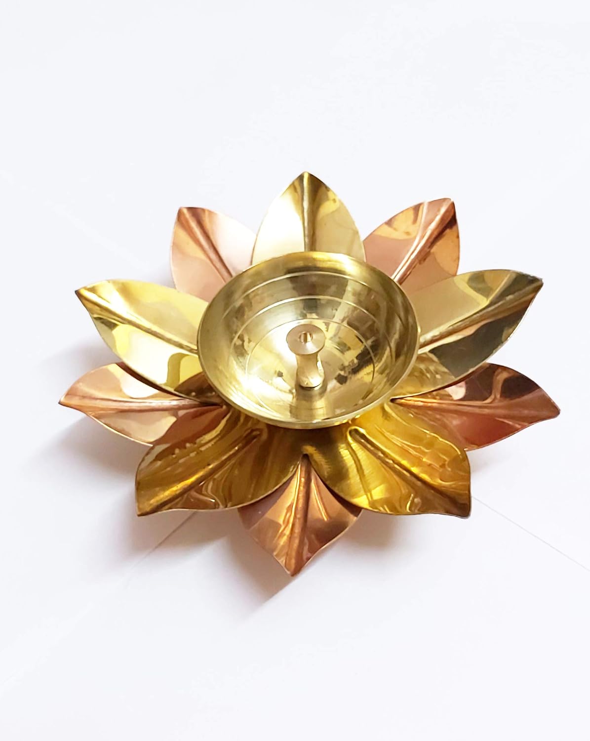Brass Lotus Kuber Diya for Puja Home Décor Brass Diya Deepak Oil Lamp Small Lotus Kamal Shape for Home Temple Puja Articles Decor Gifts Giting (6-Inch)