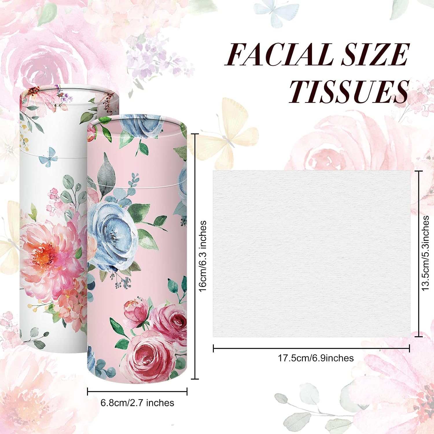 Ctosree 8 Pcs Car Tissue Holder Cylinder Bulk Round Floral Cup Holder Facial Tissues for Travel Refill Car Napkin Box Round Container