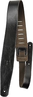 Perri's Leathers Ltd. - The Africa Collection - Tracolla per Chitarra - Regolabile - Camoscio e pelle - Nero - Fabbricata in Canada (AFR25-6874)