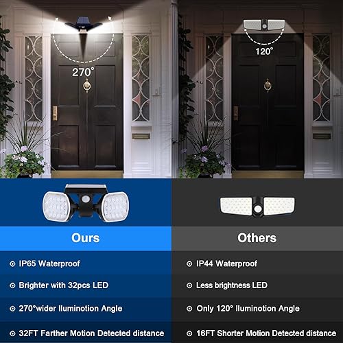 Miniatura 3 de Luces solares de movimiento al aire libre, reflector solar, modo de sensor de movimiento, luces de seguridad del atardecer al amanecer, focos de