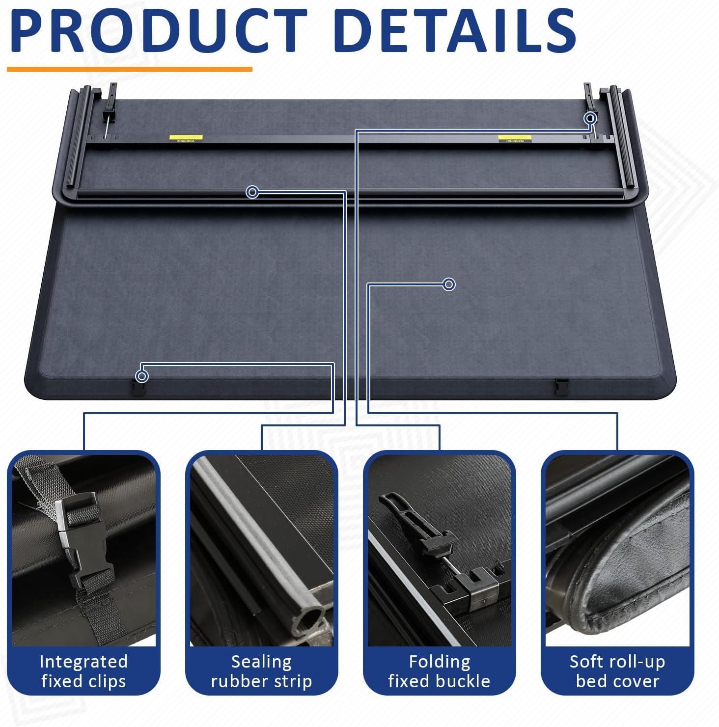 PENSUN Soft Tri-Fold Truck Bed Tonneau Cover Compatible with 2022 2023 2024 2025 Ford Maverick 4.5FT(54'') Tonneau Cover Bed