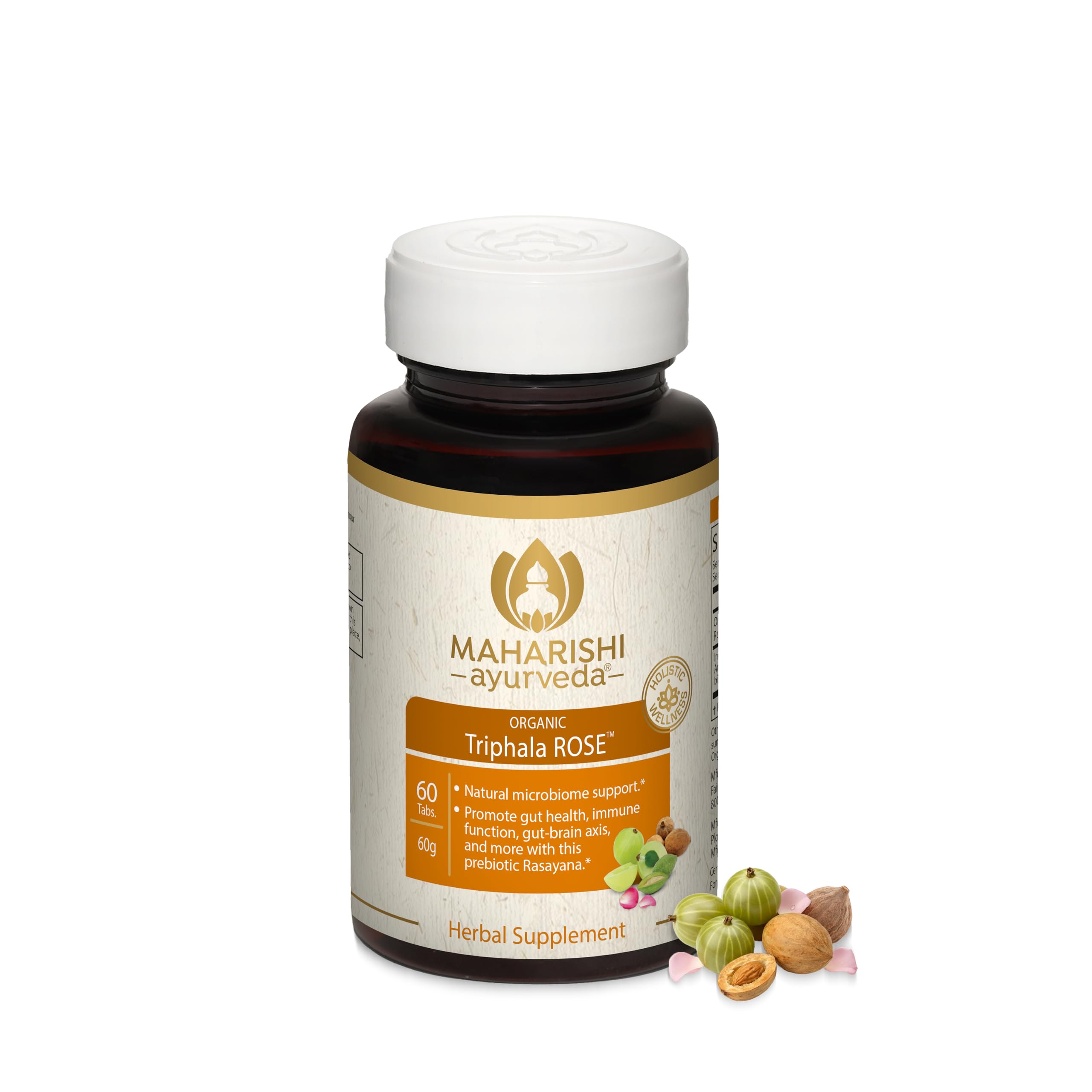 Maharishi Ayurveda Organic Triphala Rose™– 1000 mg, 60 Tabs – Herbal Supplement That Supports Microbiome & Immune Function, Promotes Gut Health & Digestion. 100% Organic | Non-GMO | USDA Certified.*