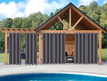 Outdoor Patio Curtain Weighted Waterproof Drapes Blackout Thermal Insulated Privacy Curtains for Gazebo Porch Balcony Garden [1 Panel,40 in x 40 in W x L,Grey]