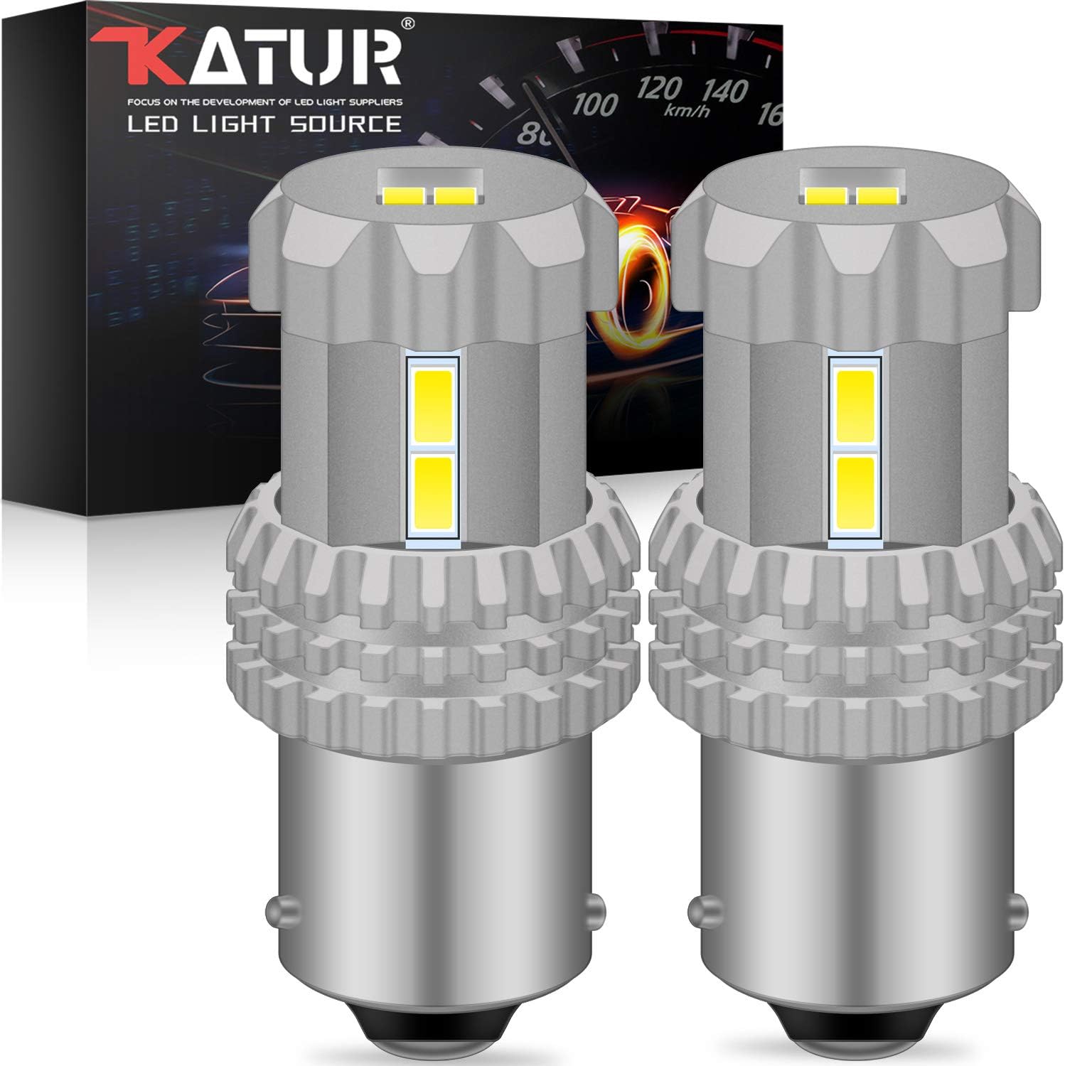 KaTur BAU15S 7507 1156PY PY21W LED Bulbs High Power 12pcs 3020SMD Extremely Bright 2800 Lumen Replacement for Turn Signal Light Backup light Tail light Brake light 6500K Xenon White (Pack of 2)