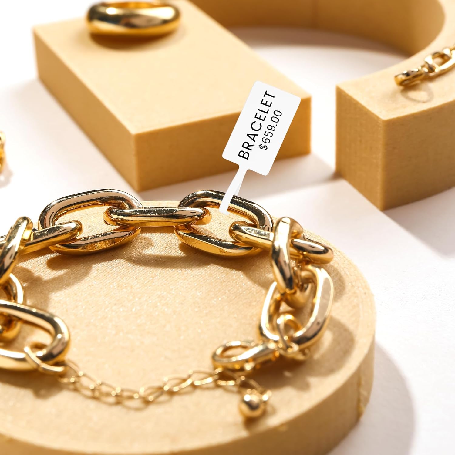 Jewelry Price Label Tags Roll Compatible with Clabel Label Maker,White Stickers Thermal Paper Self-Adhesive Rectangle Tape,600 PCS Labels 6 Roll 1.18x2.75 Inch (30x70mm) for Necklace Earring Identify - Image 5