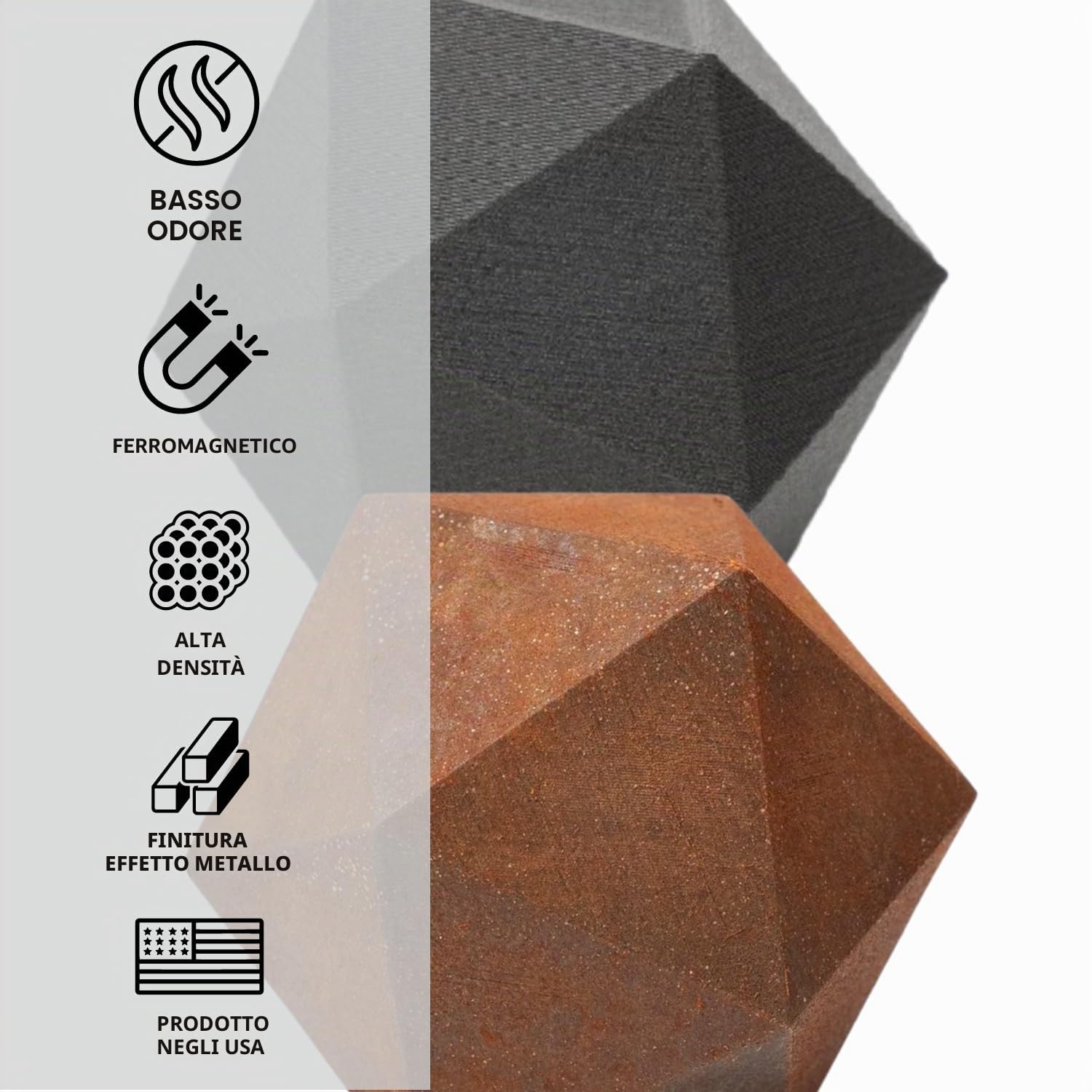 Proto-pasta FEP11705 - Bobina di fil di ferro PLA magnetico, si può ottenere un effetto ruggine, da 1,75 mm, 500 g, colore: grigio