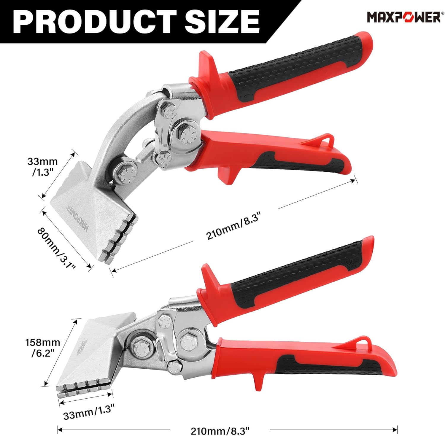 MAXPOWER Sheet Metal Hand Seamer, 3" Offset Jaw and 6“ Straight Jaw Sheet Metal Bender Tools with Ergonomic Handle, 2-Pack Metal Bending Tools