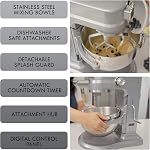 Kenmore Elite 600W Bowl Lift Stand Mixer - Digital 10 Speed Mixing, Electric, Countertop, Heavy Duty, Kitchen Appliance, 5 & 6 Qt Stainless Steel Bowls With Flat Beater, Whisk, Dough Hook Attachments