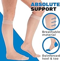 Vista 23 de (3 pares, punta cerrada) Medias de compresión de talla grande para mujer, de 15-20 mmHg, de compresión traslúcidas para mujer, hasta la rodilla