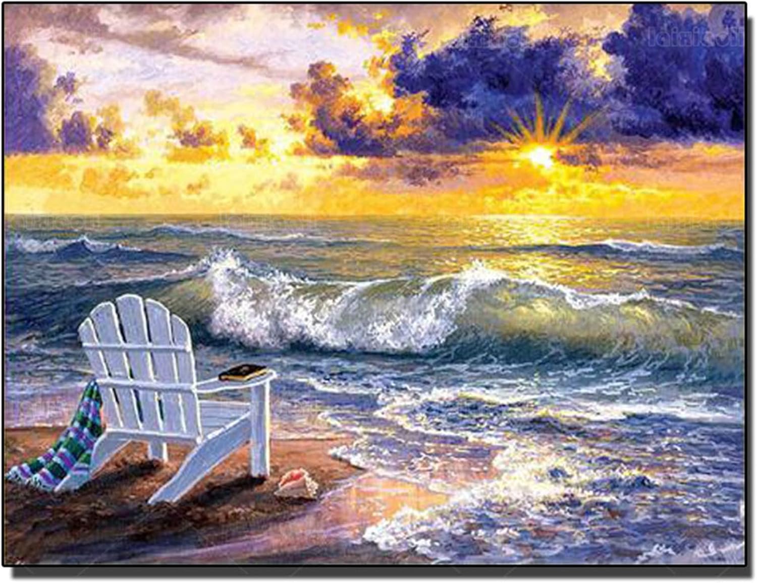 Amazon ダイヤモンドアート ビーチチェア DIY キット クロスステッチ 刺繍キット 初心者セット ビーズ 手芸 アート キット