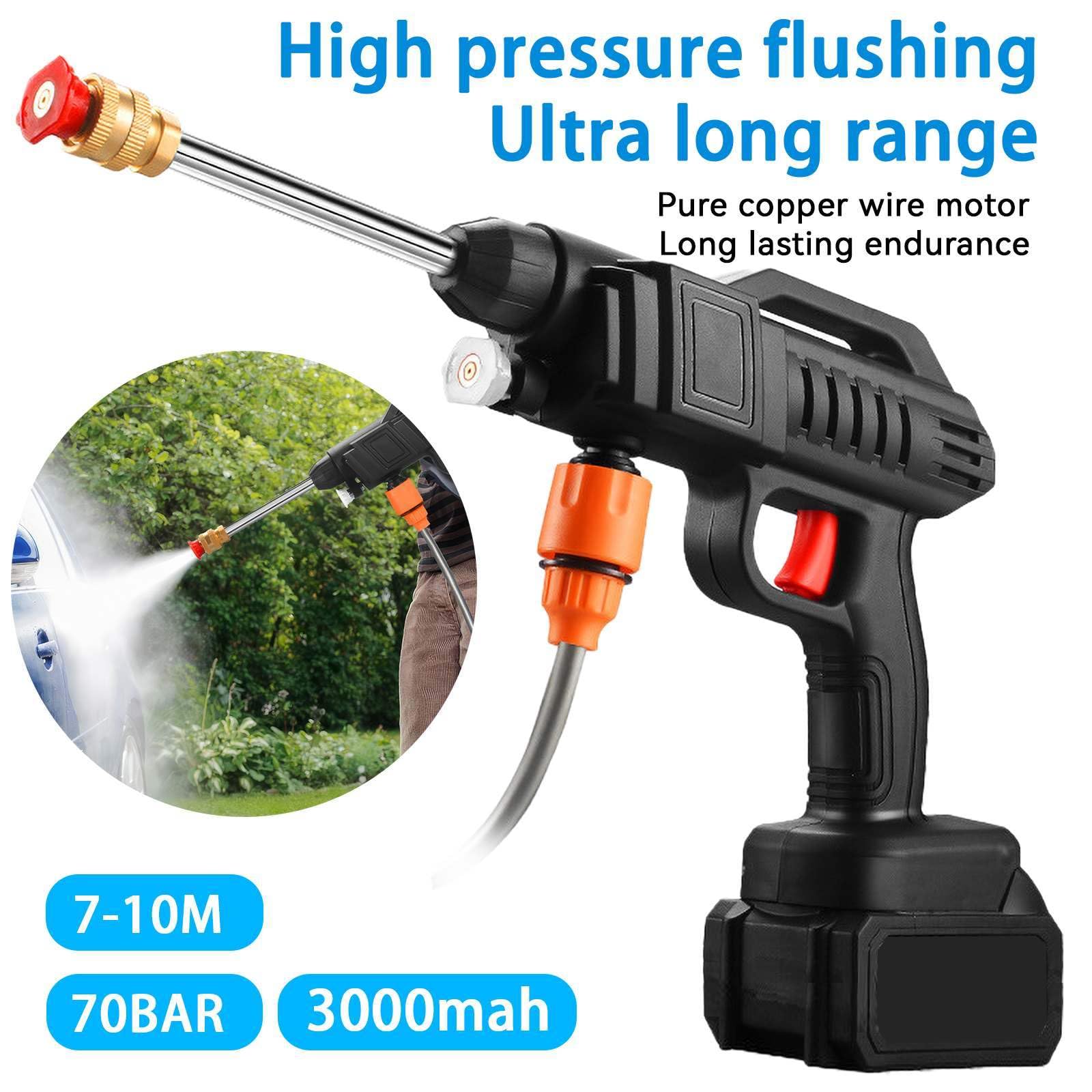 Draadloze hogedrukreiniger, accu-hogedrukreiniger, 21 V draagbare hogedrukreiniger, 95 bar max,6-in-1 multisproeier met 2 oplaadbare batterijen voor auto's, ramen, gazon, tuinen, zwembaden (2 accu's